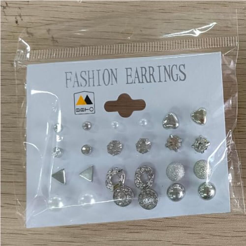 Crystal Pearl Stud Earrings Set Elegant Minimal Chic Jewelry For Women Men View 4